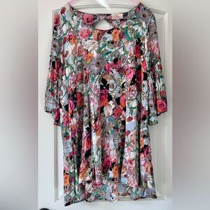 T2 Love Floral Mini Dress in Pink, Green, White